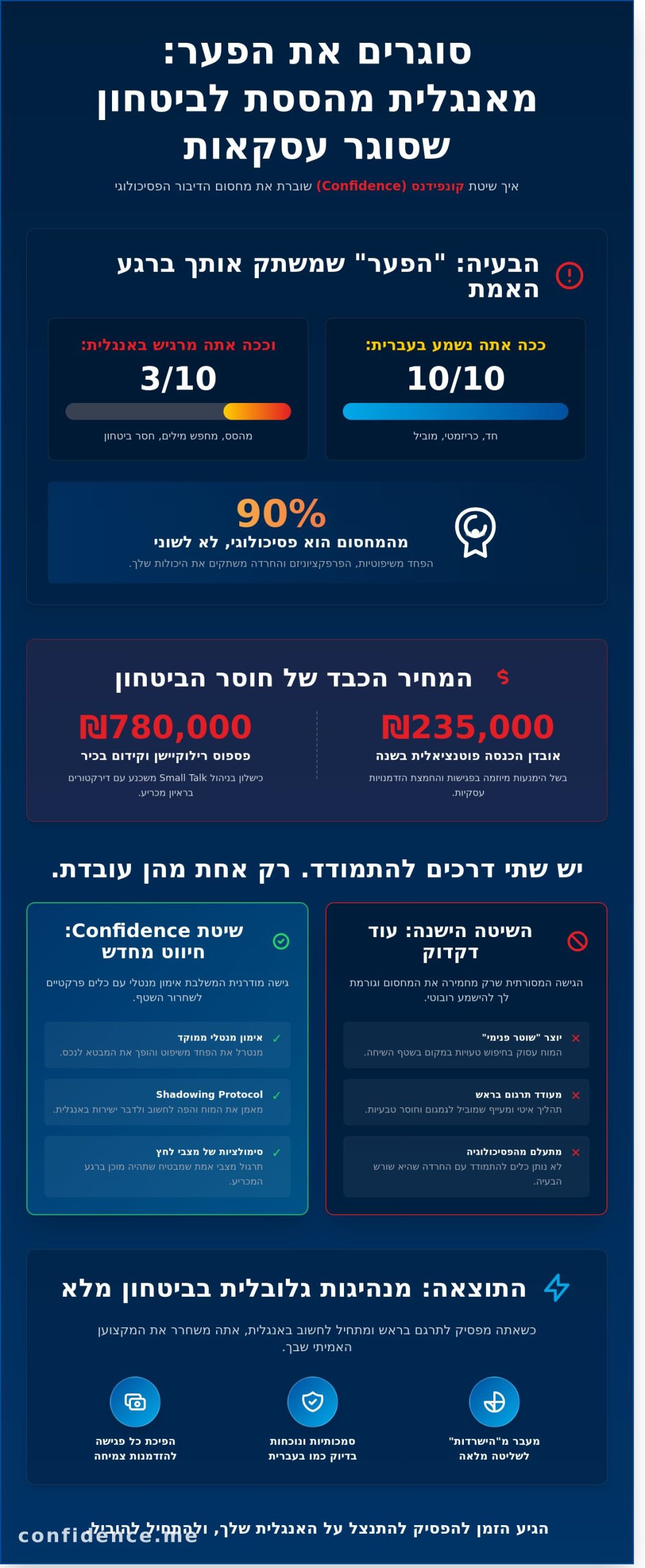 המדריך המלא לקונפידנס (Confidence): איך לשבור את מחסום הדיבור ולנצח בזירה הגלובלית